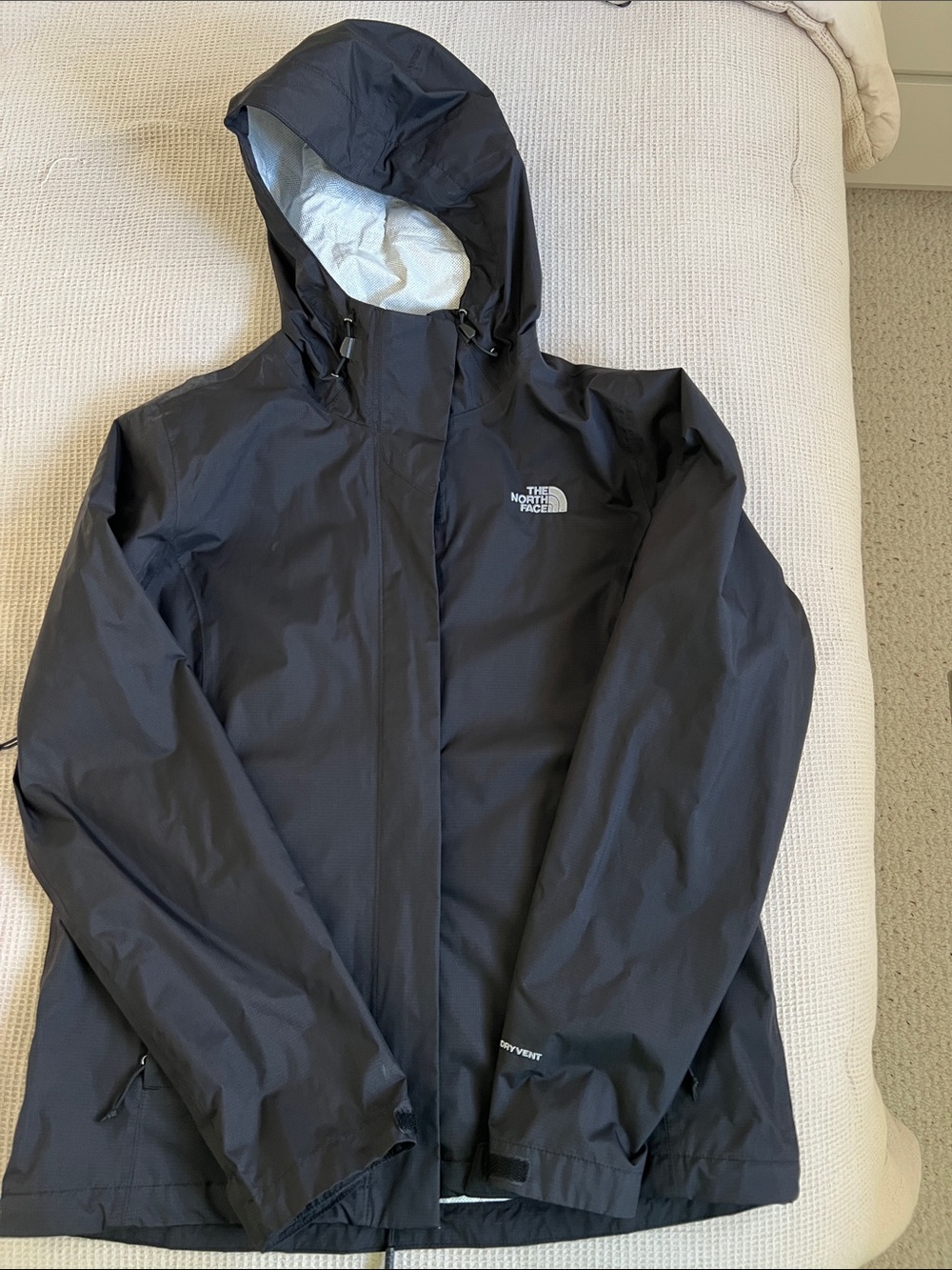 The North Face Black Hooded Rain Shell with Logo